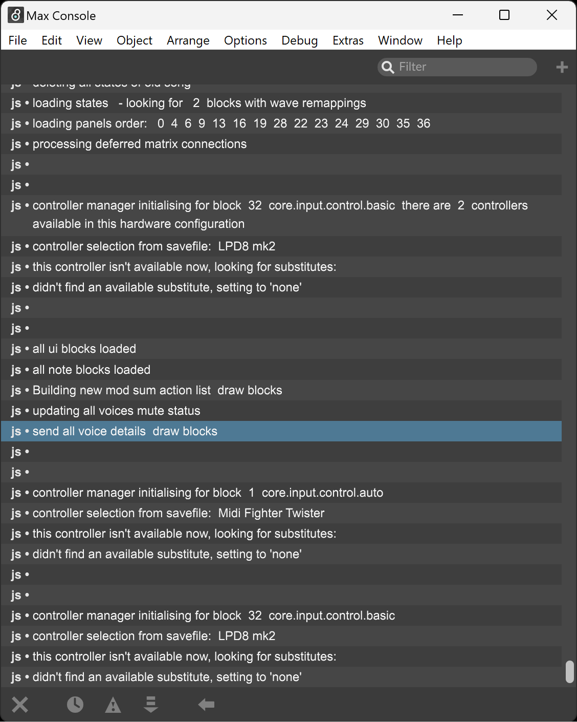 max msp console window