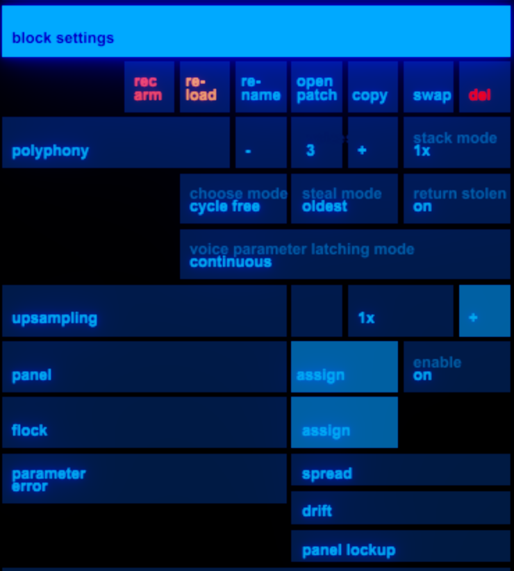 settings section of the sidebar